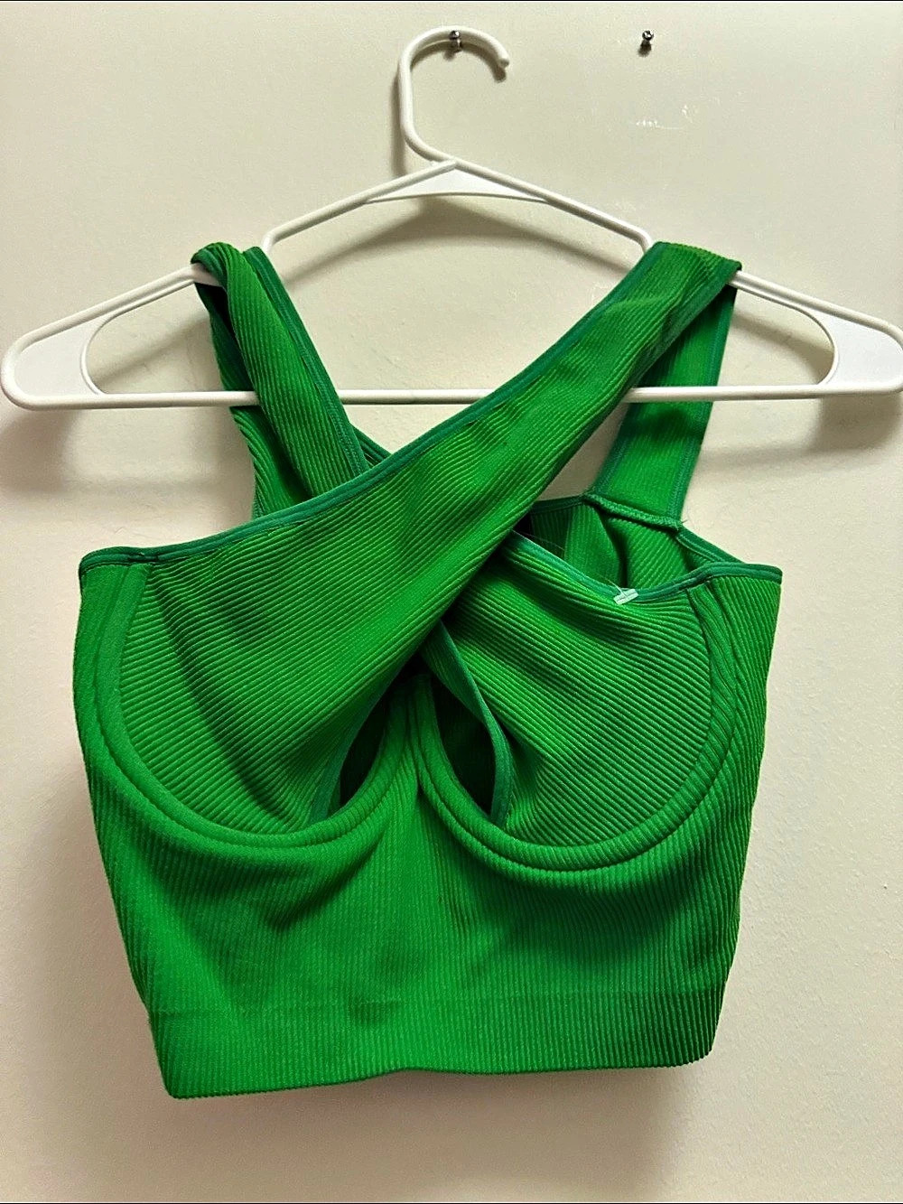Akira Green Ribbed Cross-Front Crop Top NWT